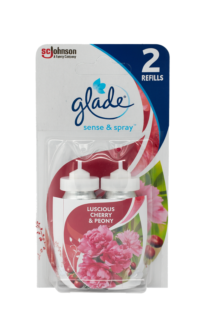 Glade Sense & Spray Lufterfrischer Nachfüllpack Kirsche & Pfingstrose, 2 × 18 ml