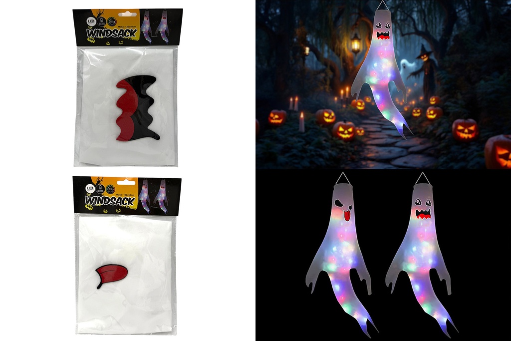 LED Windsäcke XXL "Geister", 10 LED, 120x50cm, 2 Designs