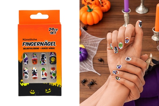 Knstliche Fingerngel "Halloween", 24er Set, selbstklebend, 6 Designs |  Schnppchen Kings | bis -70% vom Handelspreis