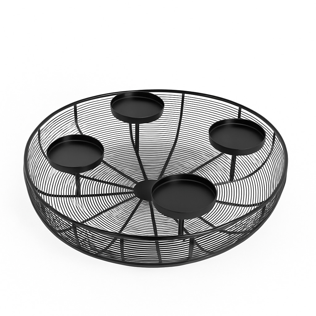 Weihnachts Adventskranz aus Metall Ø 36,5 cm, schwarz