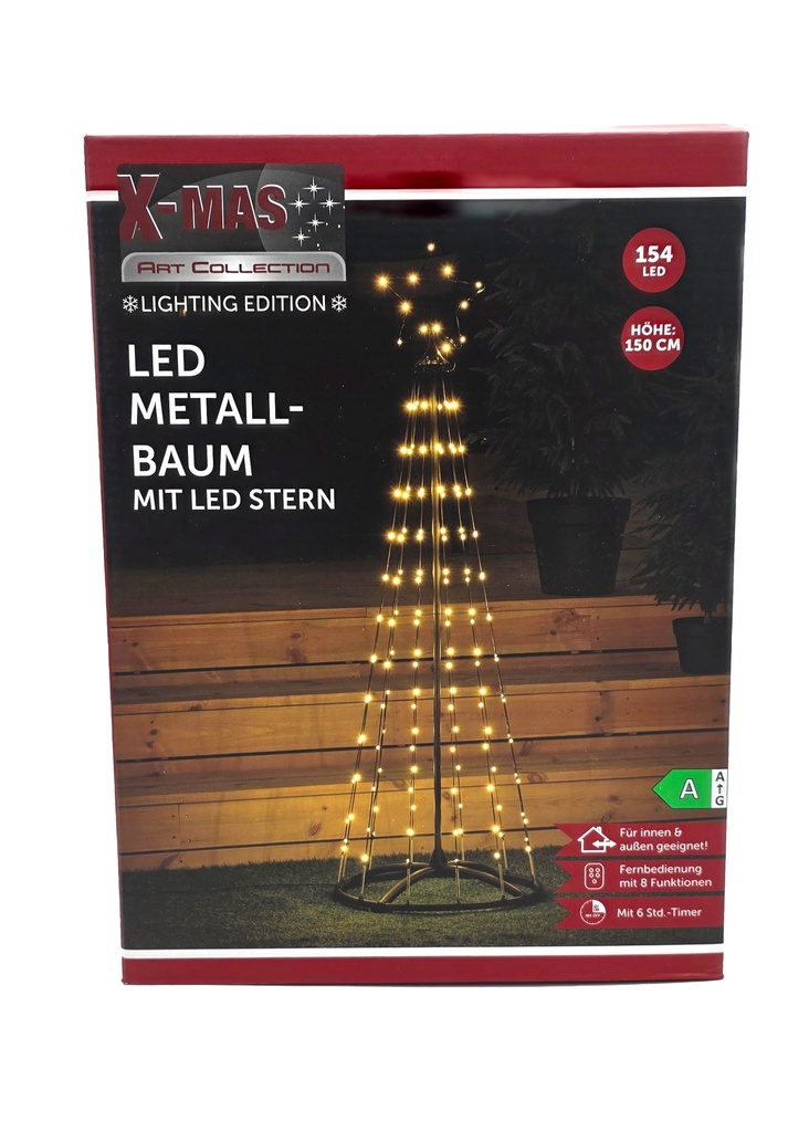WeihnachtsBaum 154 LED H x 150 cm mit Timer, 8 Funktionen mit Fernbedienung