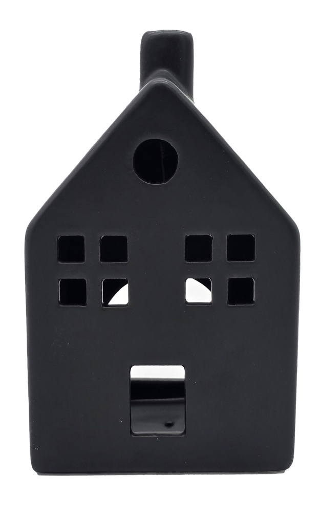 Weihnachts Dekohaus aus Dolomit für Teelicht, H x 15 cm, schwarz