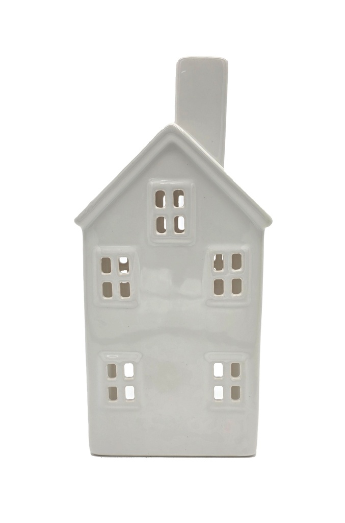 Weihnachts XL Dekohaus aus Keramik für Teelicht, H x 24 cm, weiß