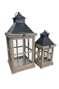 Weihnachts Laterne aus Holz 2er Set Landhaus- / Vintage-Stil.