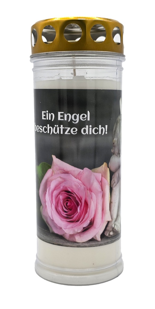 Grabkerze | Erstklassige Qualität | 20cm mit Motiv | Engel mit Rose