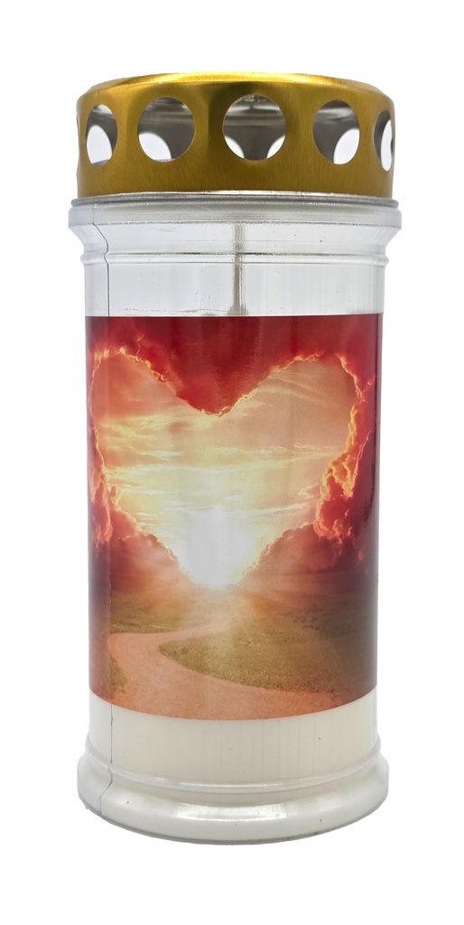 Grabkerze | Erstklassige Qualität | 17cm x 7,5cm mit Motiv | Himmelstor Herz