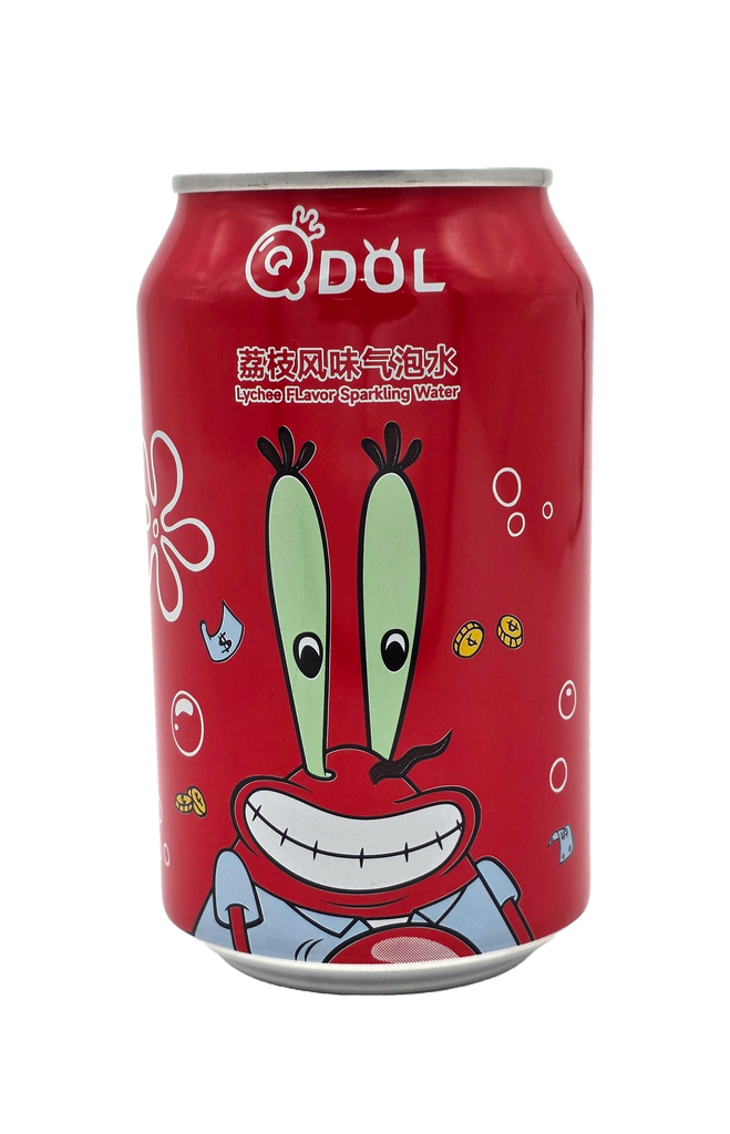 QDOL SpongeBob - Mr. Krabs Lychee Sprudelwasser | Lychee Flavor Sparkling Water (330 ml)