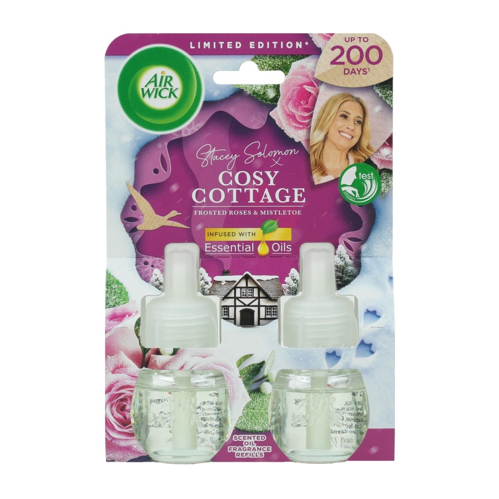 Alr Wick Essential Oils Elektrischer Lufterfrischer Nachfiiller 2x19ml Cosy Cottage-Frosted Roses & Mis