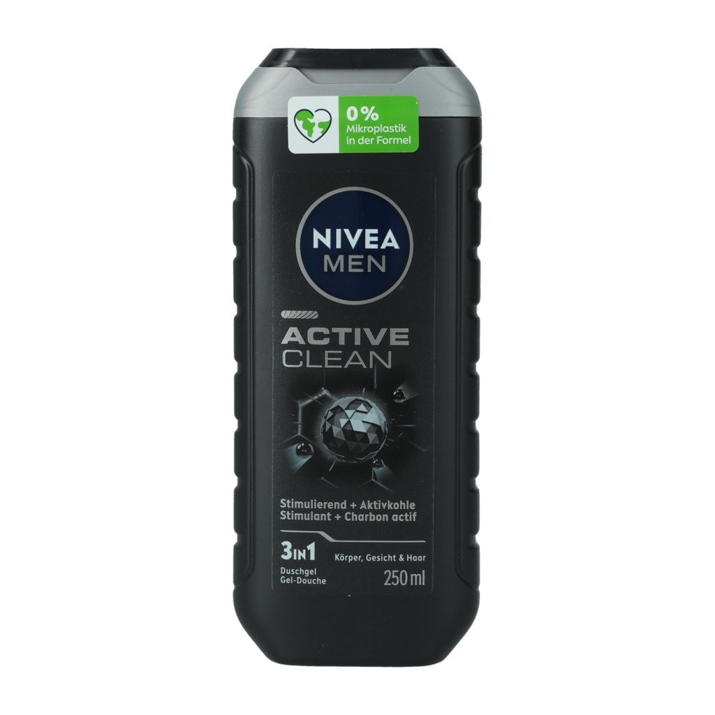 Nivea Shampoo und Duschgel 250ml 3-in-1 Für Männer Active Clean
