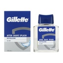 Gillette After Shave Splash Revitalizing Sea Mist 100 ml mit blauer Verpackung und transparenter Glasflasche