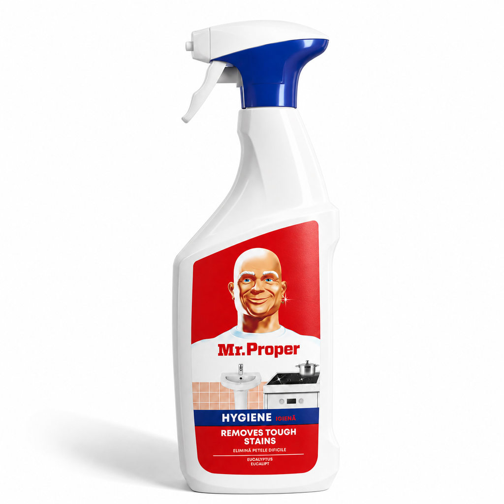 Mr. Proper Hygiene Universalreiniger Spray Eukalyptus 800 ml in weißer Sprühflasche mit rotem Etikett