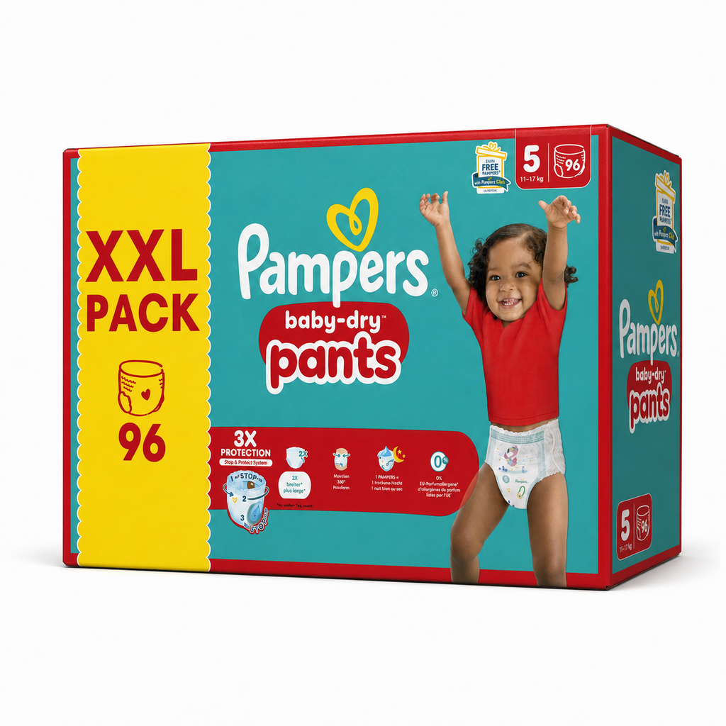 Pampers Baby-Dry Pants Größe 5 im XXL-Pack mit 96 Windelhöschen für Kinder von 11 bis 17 kg