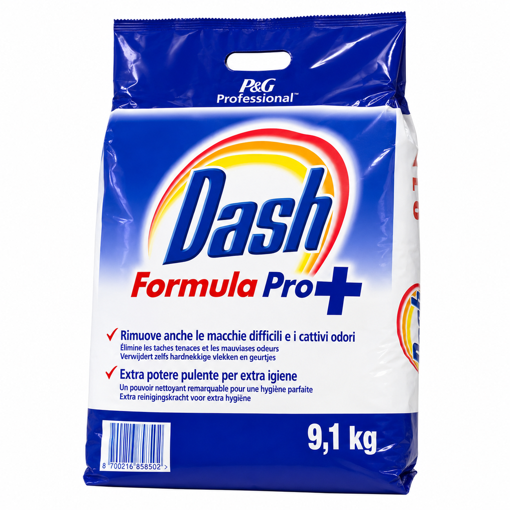 Dash Formula Pro+ Professional Waschpulver 9,1 kg für weiße und helle Wäsche mit Flecken- und Geruchsentfernung