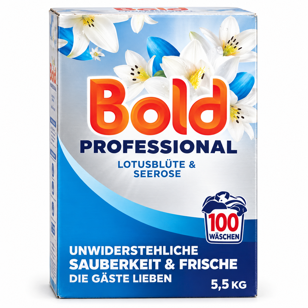 Bold Professional Waschpulver Lotusblüte & Seerose 5,5 kg für 100 Waschgänge mit floralem Frischeduft