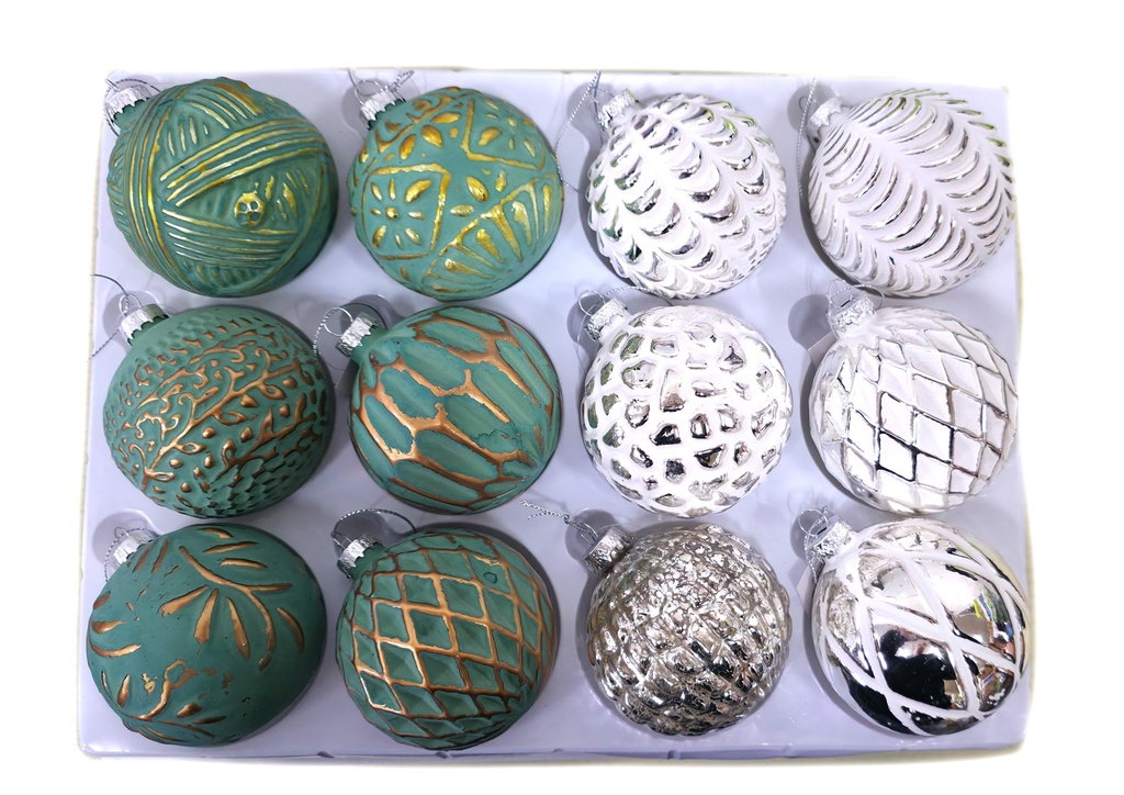 Weihnachtskugeln Glas "Deluxe" Ø 8cm |1 Stück | Sortiment L | Handegemacht