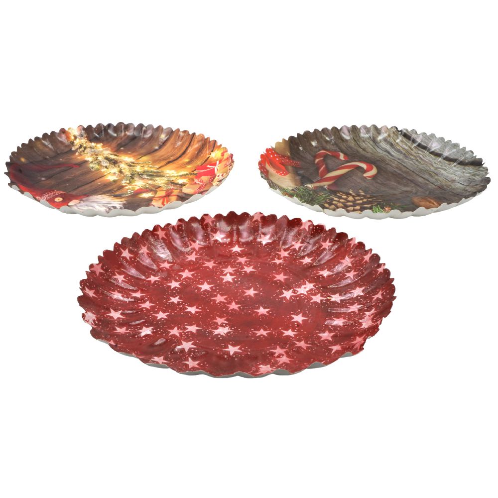 Gebäck- und Dekoteller Weihnachten Ø23cm Pappe, 3 STÜCK 
