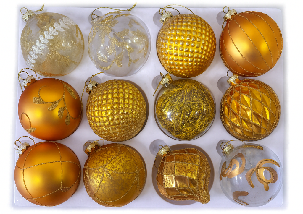 Weihnachtskugeln Glas "Deluxe" Ø 8cm |1 Stück | Sortiment D | Handegemacht
