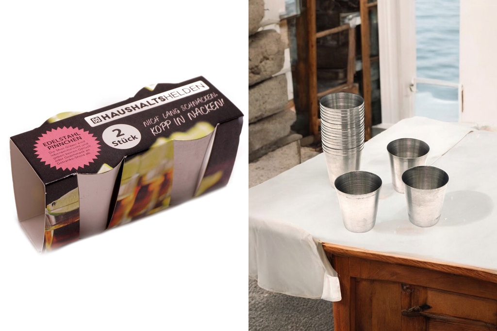 Schnapspinnchen Edelstahl 25ml, 2er Set