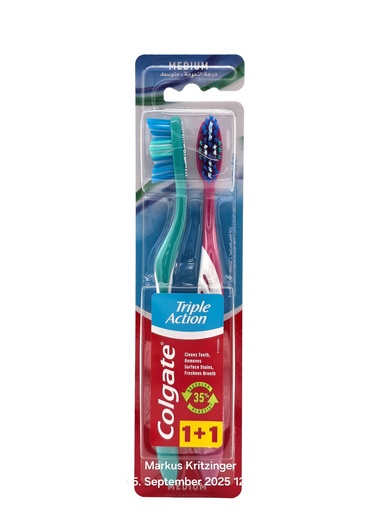 [8051] Colgate Triple Action Zahnbürste 2Stück Mittel