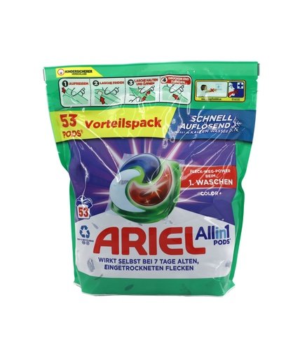 [15694] Ariel Waschmittel-Caps 53Stück All in 1 Pods Color