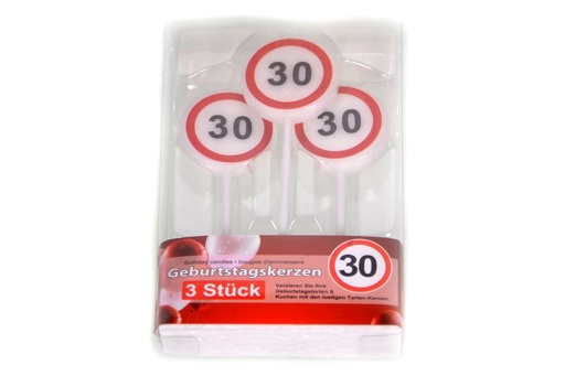 [14778] Jubiläums Sortiment Geburtstagskerzen 3er "30"