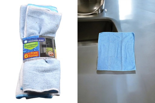 [14805] Mikrofasertuch 6er, blau/weiß, 30x30cm