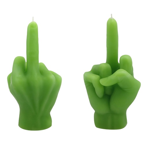 [15922] XXL Kerze "Festtags-Muffel" Mittelfinger, 9x18cm, grün