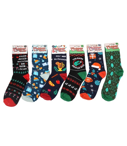 [15768] Socken mit Sprüchen Weihnachten, sortiert Gr 36-41, Gr. 42-45 sortiert
