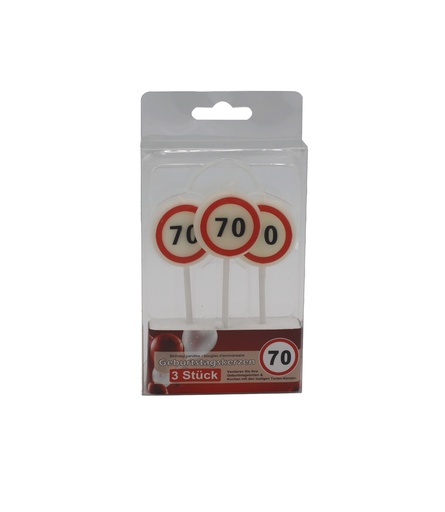 [14774] Jubiläums Sortiment Geburtstagskerzen 3er "70"