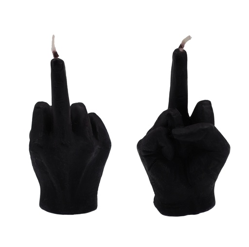 [15956] Kerze "Festtags-Muffel" Mittelfinger 5x9,3cm Schwarz/Weiß | Anti-Weihnachten für Weihnachtsmuffel, Xmas-Muffel & Weihnachts-Hasser