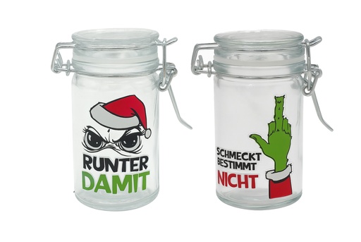 Einmachglas "Festtags-Muffel" mit Bügelverschluss 70ml , 2 Designs Varianten