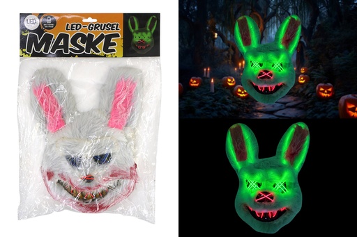[15668] LED Halloween Maske "Bad Rabbit", 33x27x10cm, farbwechsel