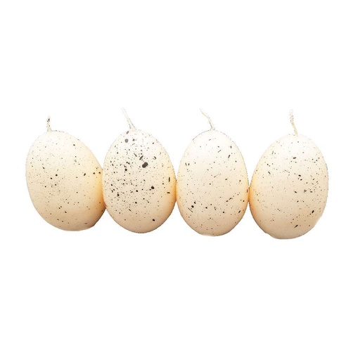 [10138] Kerze Vogelei 80x120mm 4 Stück Creme 