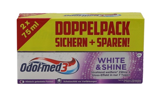 [11945] Odol Med3 Zahncreme 2x75ml White & Shine