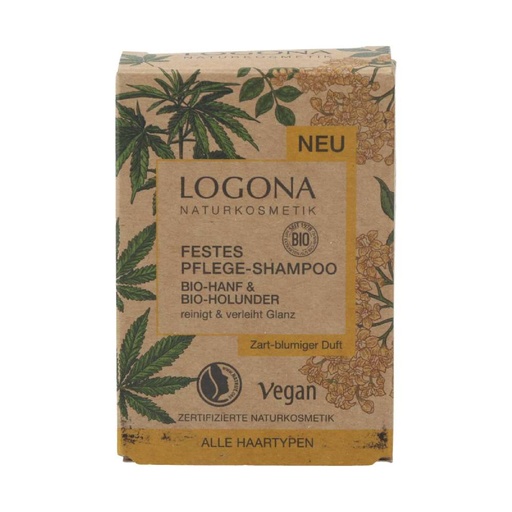 [12390] Logona Shampoo 60gr Riegel Hanf & Holunder
