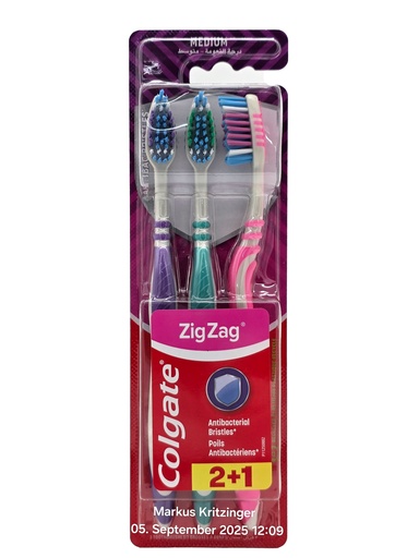 [5395] Colgate Zahnbürste Zig Zag 3Stück Mittel