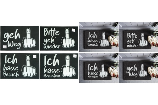 Schmutzfangmatte "Mittelfinger", 40x60cm, 4 Designs Varianten