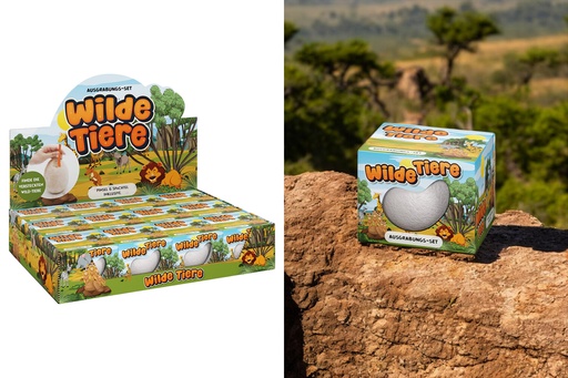 [P0001060] Ausgrabung Set "DIG IT" Wild Animals, 7,4x5,2cm, 12fach sortiert Display