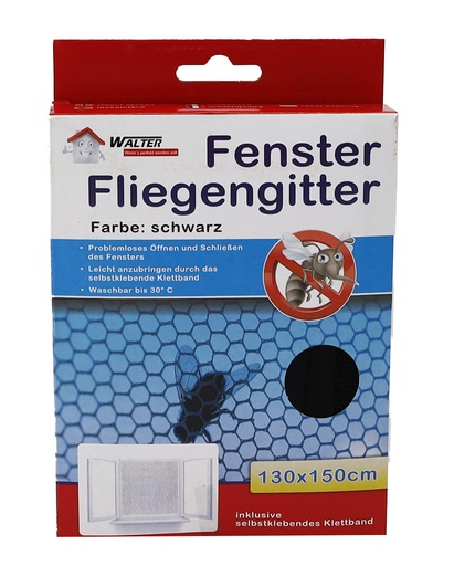 [P0001081] Insektennetz, 130x150cm mit Klettband, schwarz