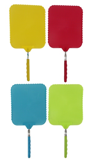 [P0001083] Fliegenklatsche Teleskop "XXL" 16x19cm - auszieh. bis 66cm, 4 Farben, im Display