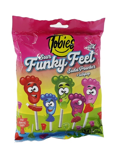 [P0001178] Tobies Lutscher 90g Sour Funky Feet 10-Pack