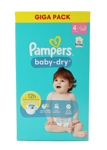 [P0001294] Pampers Baby Dry Windeln 140Stück Size 4 (9-14kg)