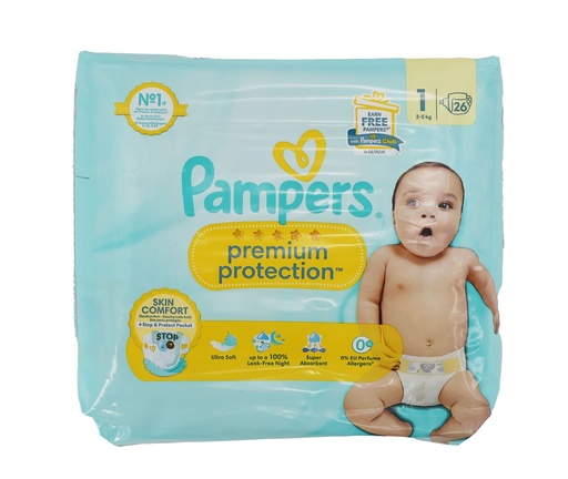 [P0001299] Pampers Premium Protection Windeln 26Stück Size 1 (2-5kg)