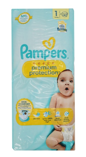 [P0001300] Pampers Premium Protection Windeln 42Stück Size 1 (2-5kg)