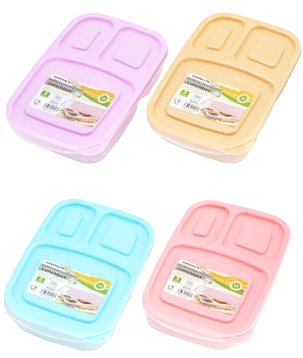 [P0001591] Frischhaltebox Lunchbox, 3 Fächer, 1,2 Liter, 4 Farben