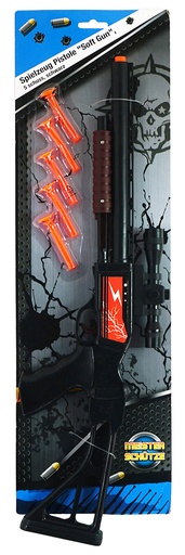 [P0001644] Spielzeug Pistole "Soft Gun", 5 Schuss, schwarz