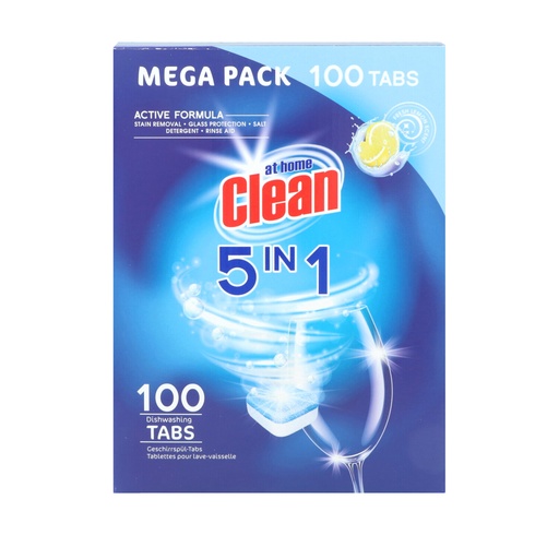 [P0001917] At Home Clean Spülmaschinen-Tabs 100x18g 5-in-1 Classic Lemon