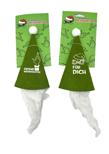 [P0002026] Flaschendekoration "Festtags-Muffel", 18x35cm, 2 Designs | Anti-Weihnachten für Weihnachtsmuffel, Xmas-Muffel & Weihnachts-Hasser