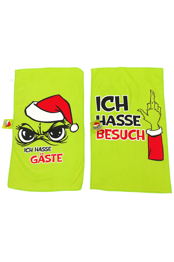 Gästehandtuch / Mikrofasertuch Festtags-Muffel 30 × 50 cm | 2 Designs | Lustiges Anti-Weihnachten-Handtuch für Weihnachtsmuffel & witzige Geschenkideen