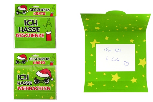 Geschenkkarte Festtags-Muffel | 2 Designs | Lustige Weihnachtskarte & Geldgeschenk für Weihnachtsmuffel, Humor-Fans & Anti-Weihnachten-Schreiberlinge